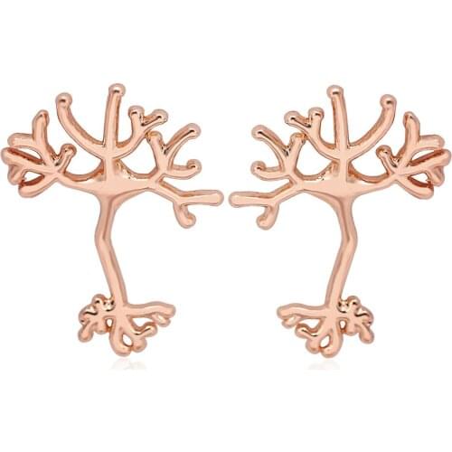 20 pairs Neuron Stud Earrings Tree of Life Psychology Gift Science Jewelry for Women STEM Christmas Gift Wholesale