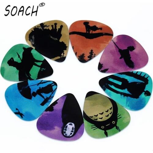 SOACH 10pcs 0.46mm guitar picks pick paddle PVC double-sided printing Mixed pattern Play instrument Musical accessories