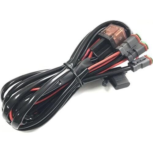 Connecting 3 Car LED Work Light Wiring Harness With DT Connecter Waterproof Universal for Long Strip Light Off-road Spotlights