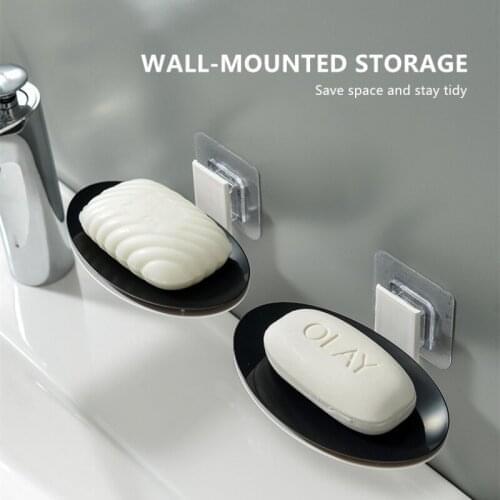 Soap Rack No Drilling Wall Mounted Double Layer Soap Holder Soap Sponge Dish Bathroom Accessories Soap Dishes Self Adhesive