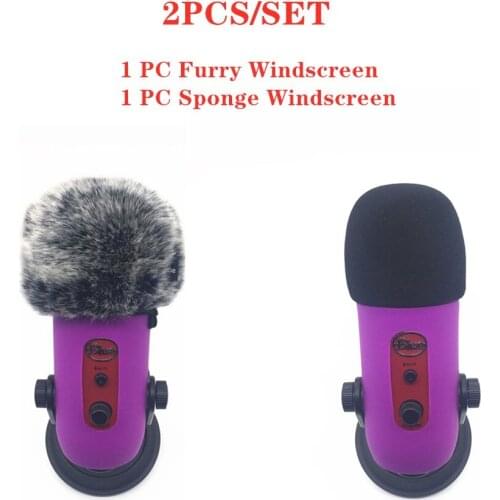 Deat Cat Outdoor Artifical Fur Windscreen Microphone for Blue yeti with Sponge Mic Cover Windproof Foam 2PCS One Set