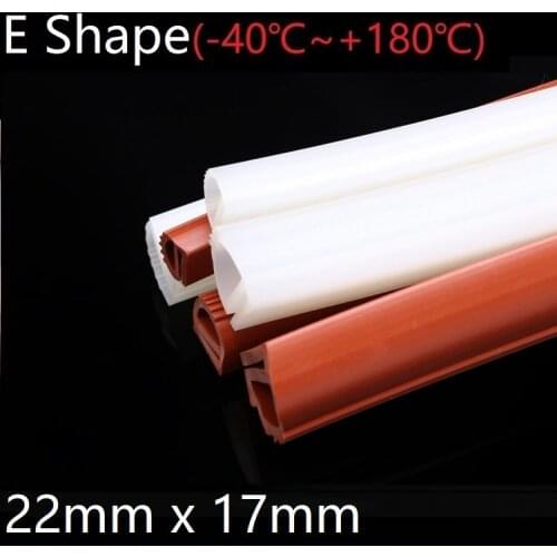 E Shape Seal Strip 22mm x 17mm Soft Silicone Rubber Car Sealing Bar Oven Freezer Door Steaming Machine Weatherstrip Red White