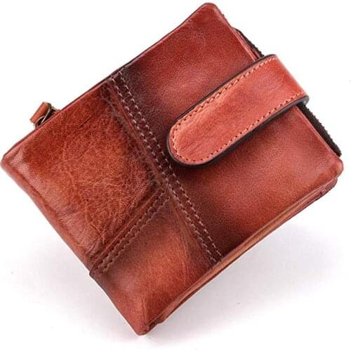 Vintage Mens real Leather RFID Blocking Wallets Card Cases Holder Short Purse HDR1320