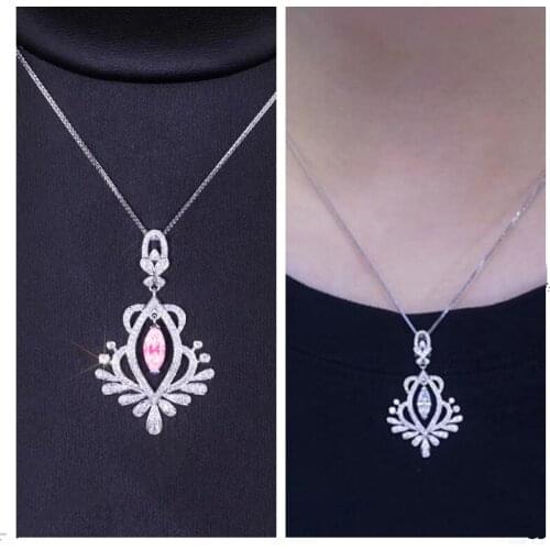 Top Quality 925 Sterling Silver Necklace Girl Zircon Flower Pendant Accessories Fashion Lady Crystal Necklaces For Women Choker