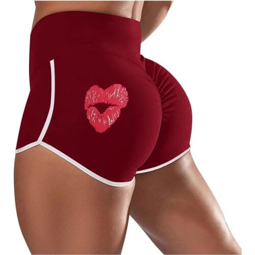 Fashion Casual Lip Print Love Print Ladies Running Fitness Yoga Shorts Leggings Sports Flexibility Sports Pants Leggings шорты