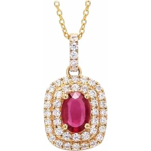 Huitan Luxury Red Oval Cubic Zircon Pendant Necklace Romantic Wedding Anniversary Gift for Lover Women Necklaces Fashion Jewelry