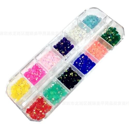 12 Colorful Crystal Beads Flat Shining Rhinestones for Nails Stone Nail Art DIY Glitter Accessories Manicure Decoration Tools
