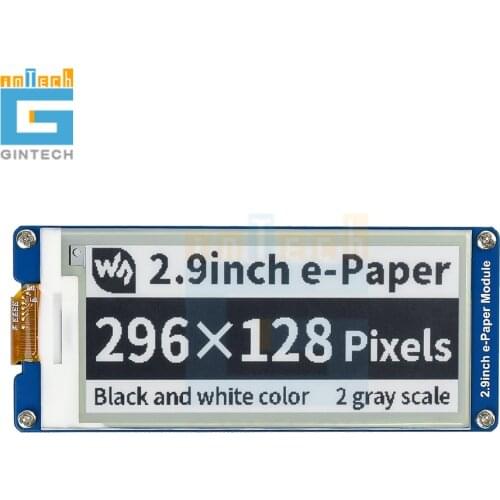 296x128, 2.9inch E-Ink display module for Raspberry/Jetson Nano/Arduino/Nucleo 2.9inch e-Paper Module black and white