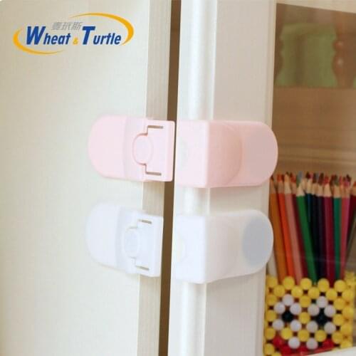 4pcs/lot Plastic Baby Children Safety Lock Double Snaps Right Angle Lock For Drawer Cabinet Fridges Infant Safety Protect lock