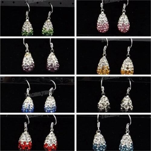 Wholesale 5 Pairs Gradient Black Waterdrop Shape Rhinestone Drop Earrings For Women Free Shipping