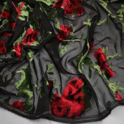 Velvet Dress Flocked DIY Rayon velvet Burn-out fabric 114cm width cheongsam fabric wedding dress decoration material fabric