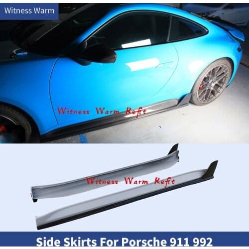 Carbon fiber FRP Side Skirts apron side bumper Lip Splitters for Porsche 911 992 Carrera 991 2019 2020 car body kit