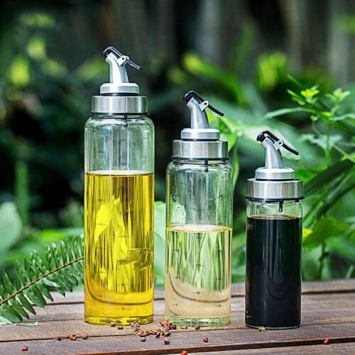 100/180/300/500ML Cooking Seasoning Bottle Dispenser Sauce Bottle Glass Storage Bottles Kitchen Vinegar Measuring Spout Bottle