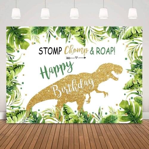 Dinosaur Happy Birthday Backdrop Decoration Green Jungle Safari Party Background Newborn Dinosaur Birthday Photography Photocall