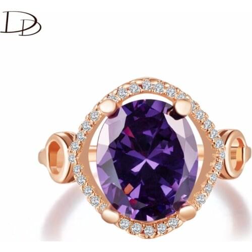 DODO Big Purple Stone Rings For Women Luxurious AAA Zircon Banquet Anel Fashion Rose Gold Color Fine Jewelry Bague Femme Dd183