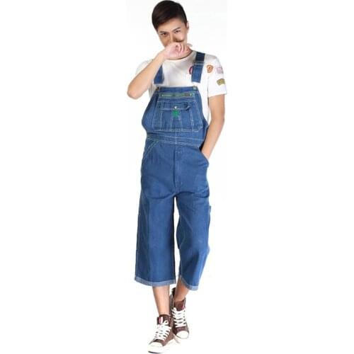 Mens Denim Overalls Mens Overalls Jumpsuit Large size strap Straight pants Blue jeans More sizes 48 50 Denim shorts