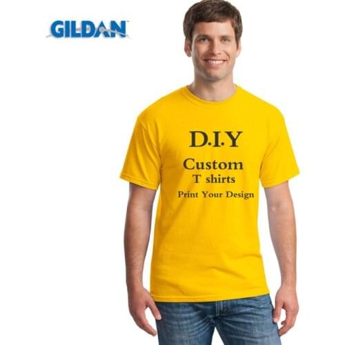 GILDAN Customized Printed T shirt Men 100% Cotton Harajuku Top DIY Your Like Photo or Logo T-shirt Fashion Custom Mens Tops