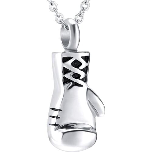 IJD8308 Boxer Memory Necklace Stainless Steel Cremation Urn Pendant Necklace Keepsake Funeral Casket Men/Women Ashes Holder Urn