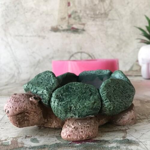 Stone Turtle Baking Accessories Silicone Mould 3D Resin Plaster Flower Pot Cake Decorating Tools Chocolate Fondant Silicon Mold