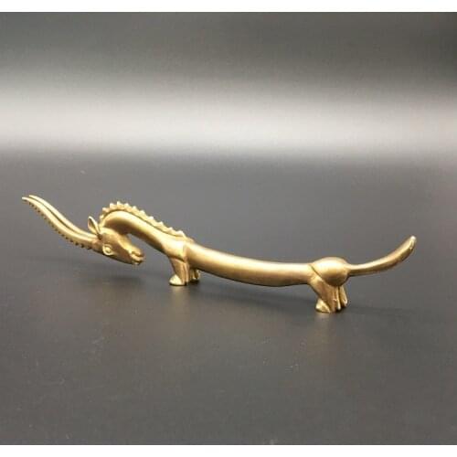 Collection Chinese Brass Carved Lovely Animal Sheep Shape Brush Pen Holder Beautiful Small Statues