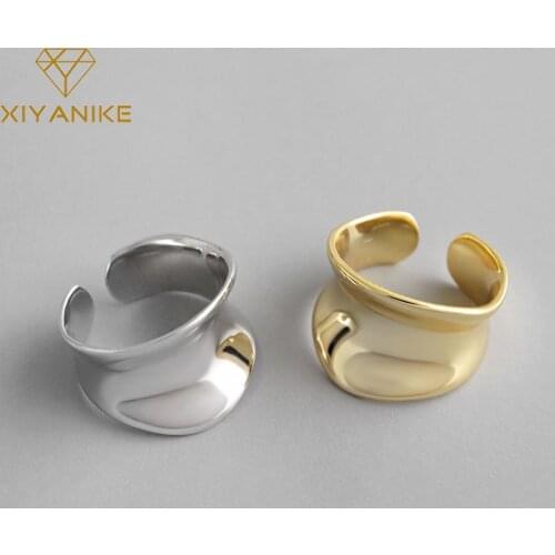 XIYANIKE Minimalist 925 Sterling Silver Rings Vintage Creative Punk Width Ring Party Jewelry for Women Size 16.5mm Adjustable