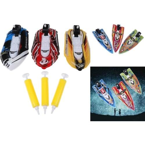 3Pcs Inflatable Water Bathroom Boat Baby Toy Kid Clockwork Wind Up Inflatable Boat Ship Play Bath Toy