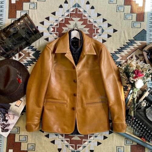 Head layer cowhide concise version of brake member jacket retro troupe, leather leather men during the spring and autumn coat