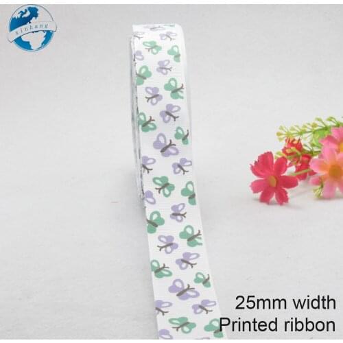 25mm width,printed butterfly ribbons Polyester Grosgrain ribbon, lace satin ribbons DIY hairbow accessories,gift package #3782
