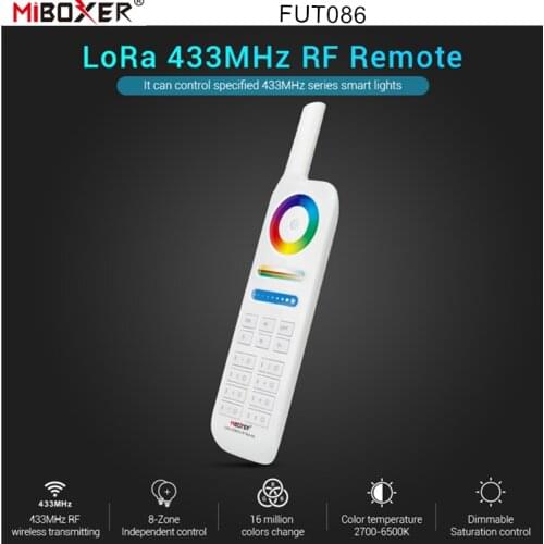 Miboxer FUT086 8-Zone 433MHz Remote Controller 433MHz Series Smart Lights LED Light RGB+CCT Full Function Remote Controller