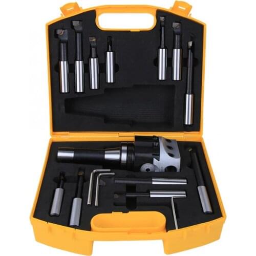 Boring Head Cutter Set 40CR High Accuracy CNC Milling Tool Kits R8-F1-3/4"-12PCS Boring Head Set