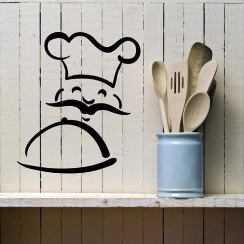 Chef Outline Wall Decal Removable Wall Art Sticker Kitchen Decoration Funny Decals Housewife Home Decor Murals G887