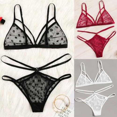 Нижнее белье Lingerie Sexy Hot Erotic Intimates Bra Sets Panty G-string Set Sexy Transparent Lingerie Lace Open Bra & Brief Sets
