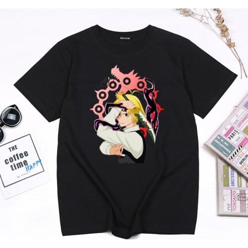 New Hot Anime T-shirt Seven Deadly Sins Printed Men Tee Manga Nanatsu Kawaii Melioda Tshirt Cotton Casual Harajuku Tops