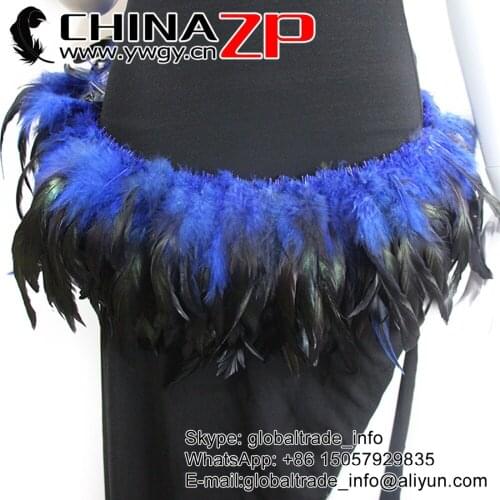 CHINAZP Factory Wholesale 800pieces/bundle Top Quality Dyed Navy Blue Half Bronze Rooster Schlappen Strung Feathers