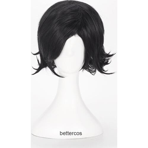 Katekyo Hitman Reborn! Lambo Luka Brand Daes Cosplay Wigs Short Black Heat Resistant Synthetic Hair Wig + Wig Cap
