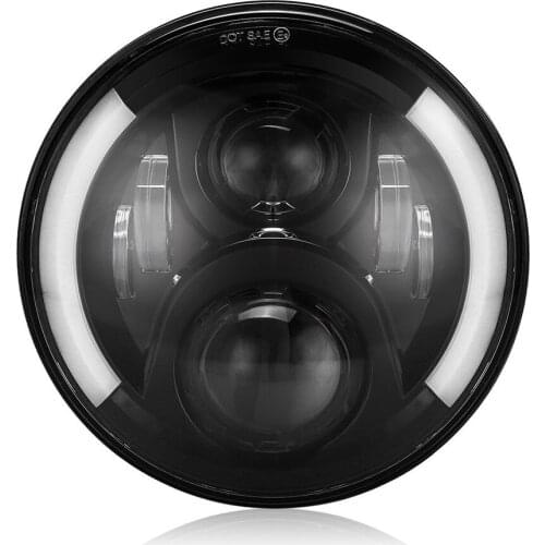 LED moto Headlights 7" / 7 inch Round 60W Motorcycle Driving Light DRL Turn Signal Halo Ring Angle Eyes for Harley Davidsion