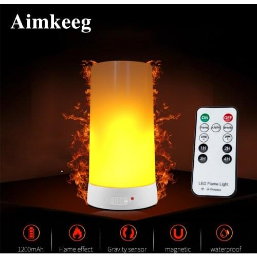 LED Flame Bulb LED Dynamic Flame Effect Lamp With Remote Control USB Rechargeable Fire Light Christmas home decor night light