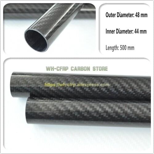 48mm ODx 44mm ID Carbon Fiber Tube 3k 500MM Long (Roll Wrapped) carbon pipe , with 100% full carbon, Japan 3k improve material