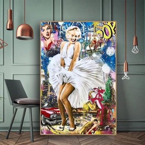 Graffiti Street Modern Fashion Beautiful Woman Pop Art Poster Painting Canvas Print Wall Picture Living Room Home Decoration