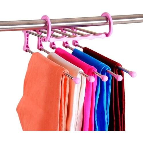 Magic Pants Trousers Hanger Clothes Hanger Swing Bars Hanger Space Saving Clothes Organizer Scarf Tie Rack DQ0825
