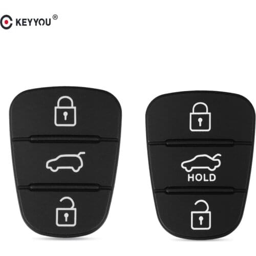 KEYYOU 10x Replacement Rubber Button Pad For Hyundai Solaris Accent Tucson l10 l20 l30 Kia Rio Ceed Flip Remote Car Key Shell