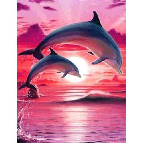 Animals Diamond Embroidery Dolphin Cross Stitch Diamond Painting Kits Seascape Mosaic Sale Rhinestones Art Handwork Gift
