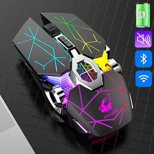 1pc Wireless Mouse 2400 PDI Bluetooth Mouse 6Buttons USB Receiver Rechargeable Silent Professional Gaming Mouse for PC Laptop