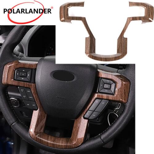 Steering Wheel Bezel Decorative Trim For 2015 2016 2017 Ford F150 F250 F350 Super Duty 6 Colors Fashion Carbon Fiber Grain 1 PC