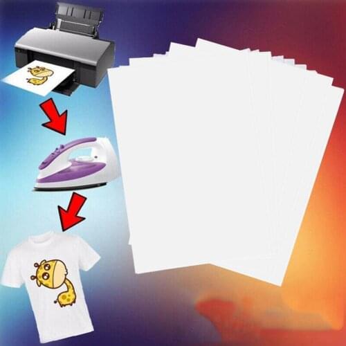 10pcs/set T Shirt A4 Transfer Paper Iron on Heat Press Light Fabrics Convenient Inkjet Printing Paper for T-shirt A4 Process