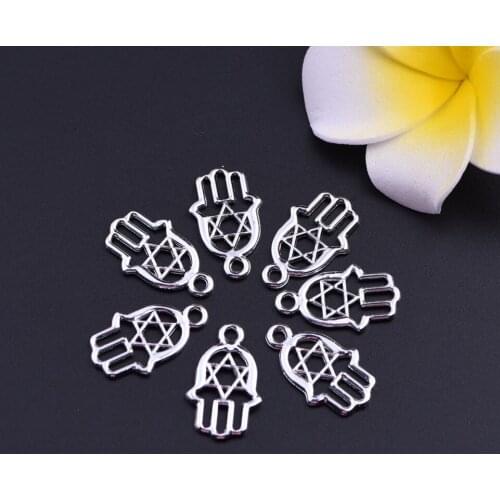 10pcs zhu ru 16.8*12.2mm Wholesale Price Hollow palm Hexagram Charms Pendant Craft jewelry making supplies Fits necklace
