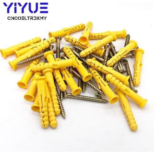 25 Pcs 10 x 60mm Fibreboard Screws And Yellow Fish Shape Expansion Hardware Fasteners Tools Screws Self-tapping Screws