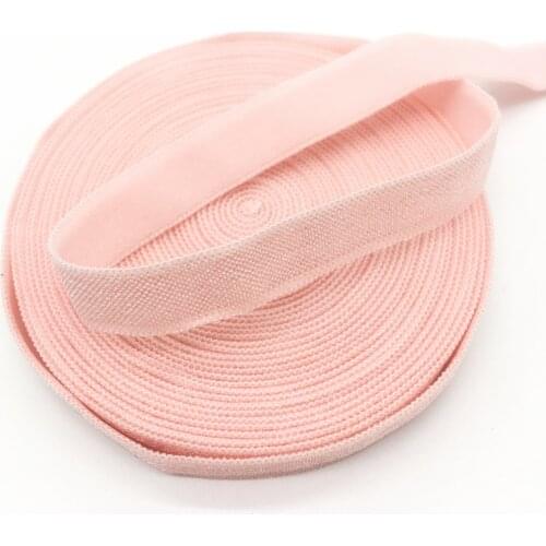 5 Yards/lot 3/8"10mm Pink Solid FOE Fold Over Elastics Spandex Satin Band DIY Lace Sewing Trim