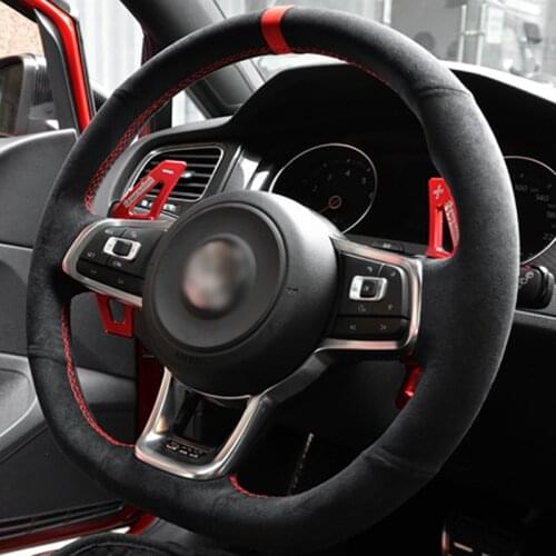 Alcantara Hand-stitched Car Steering Wheel Cover for Volkswagen VW Golf 7 GTI Golf R MK7 VW Polo GTI Scirocco 2015