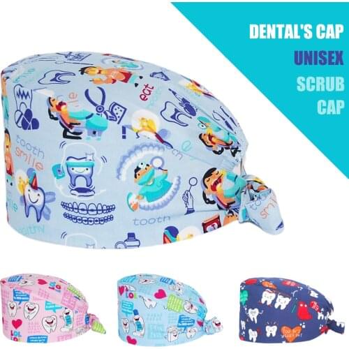 Anime Scrub Cap 100% Cotton Adjustable Beauty Salon Lab Dental Clinic Lab Nurse Nursing Hats Working Accessories Surgery Caps